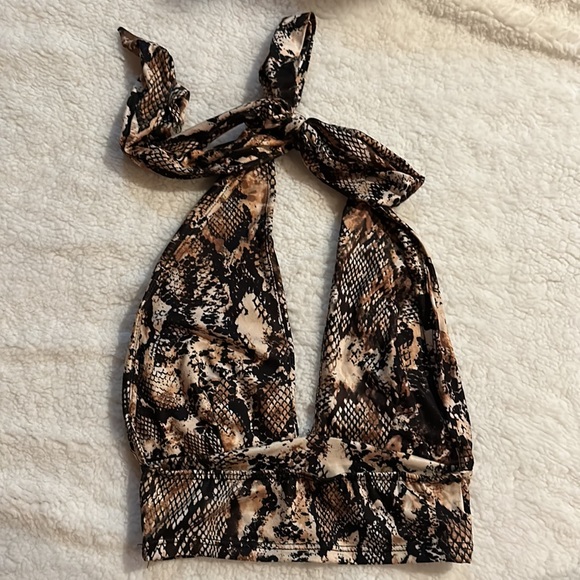 Halter crop top- snake skin print, XS - Picture 2 of 2